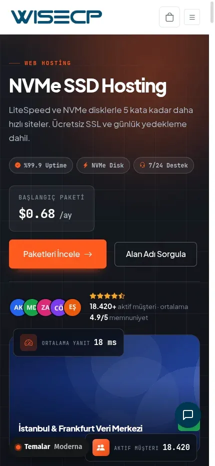 Moderna temasının telefon ekranındaki görünümü.